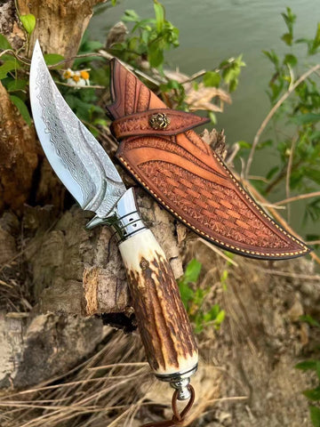 Fortunate Buck Damascus Steel Fixed Blade